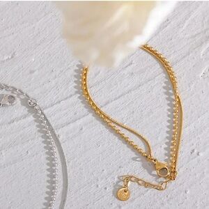 Stainless Steel Double Layer Bracelet! Featuring both flat and bead chains